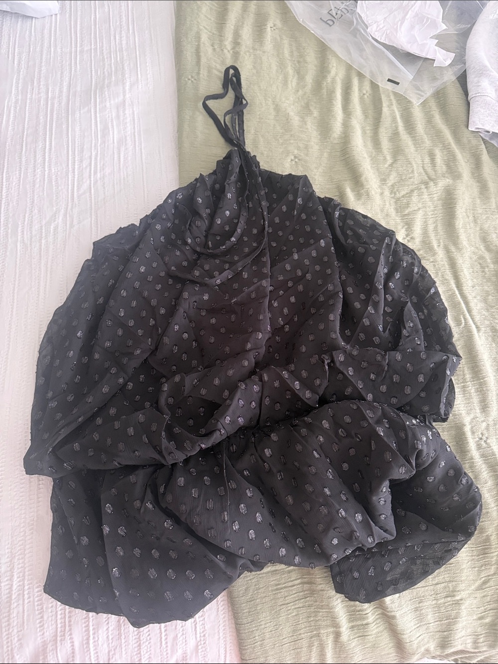 Peppermayo Black Halter Mini Dress with Subtle Dot Print - Picture 3 of 4